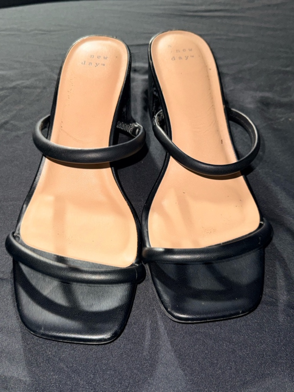 Black Double-Strap Slide Sandals for Women